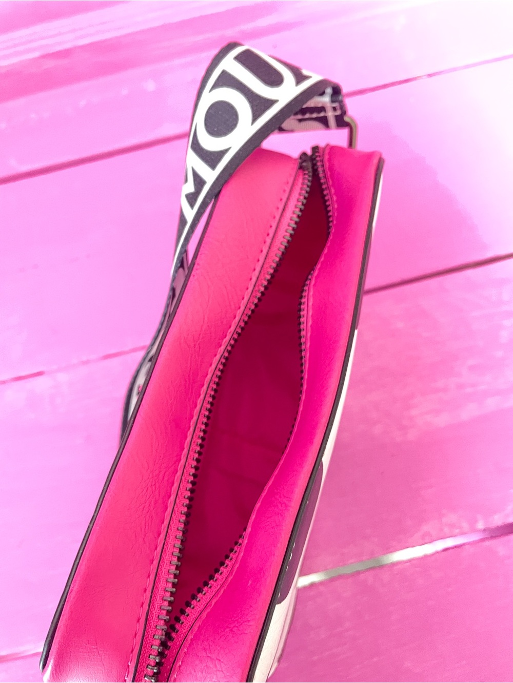 Polka Dot Crossbody Bag in Hot Pink and White - Picture 3 of 4